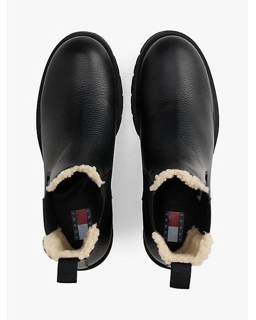 Tommy Hilfiger Leren Chelsea Boot Met Profielzool En Voering in het Black
