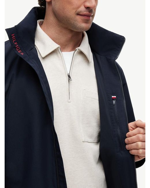 Tommy Hilfiger Blue Logo Collar Zip-Thru Jacket for men