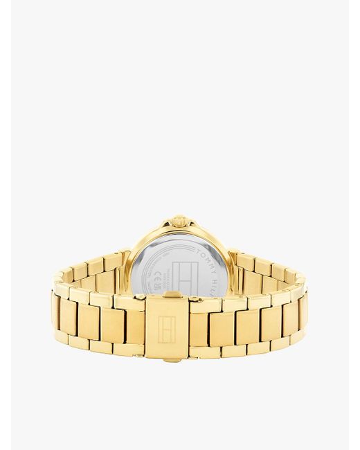 Tommy Hilfiger Metallic Blush Dial Gold-plated Chain-link Watch