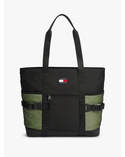 Tommy Hilfiger Black Logo Ripstop Outdoor Tote Bag for men