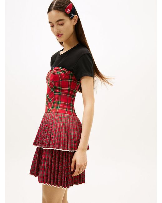Tommy Hilfiger Tommy Girl Tartan Check Tiered Mini Dress
