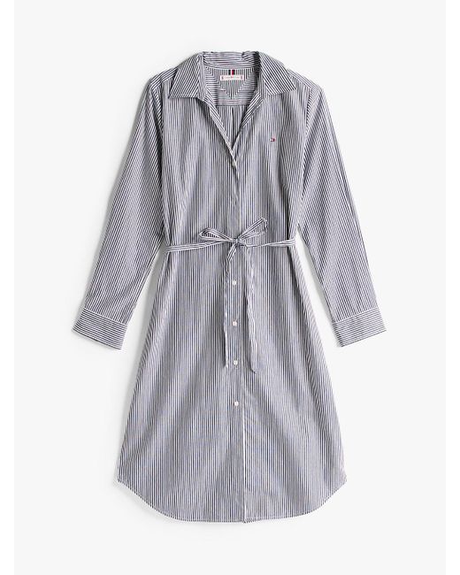 Robe Chemise Midi En Popeline Rayée Tommy Hilfiger en coloris Blue