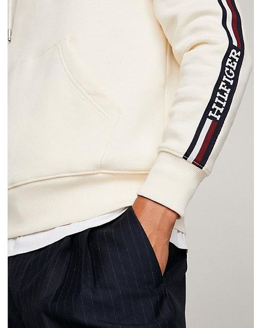 Tommy Hilfiger Global Stripe Flex-Fleece-Sweatshirt in White für Herren