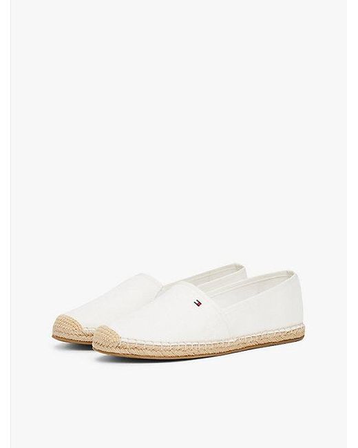 Tommy Hilfiger Canvas Espadrille Met Geborduurde Vlag in het White