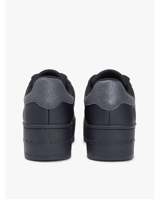 Tommy Hilfiger Blue Essential Logo Platform Trainers With Leather