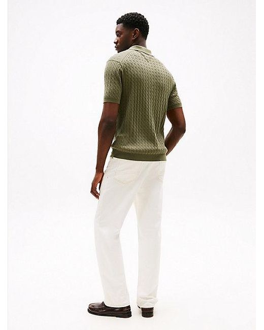 Tommy Hilfiger Regular Fit Poloshirt Mit Zopfstrick in Green für Herren