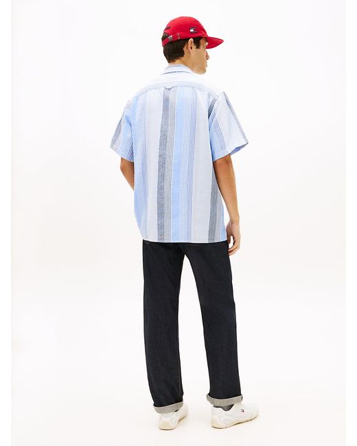 Tommy Hilfiger Blue Relaxed Fit Stripe Short Sleeve Shirt for men