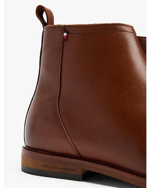 Tommy Hilfiger Leren Chelsea Boot Met Ritssluiting in het Brown voor heren