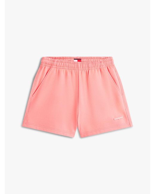 Tommy Hilfiger Red Logo Sueded Terry Relaxed Sweat Shorts