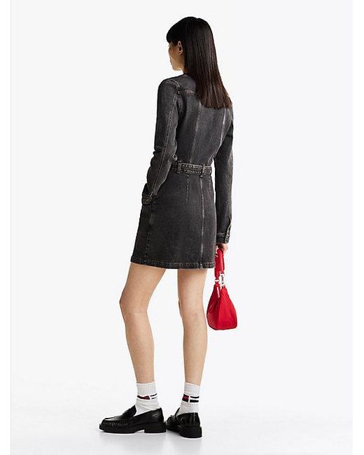 Tommy Hilfiger Denim Mini-Overhemdjurk Met Riem in het Red