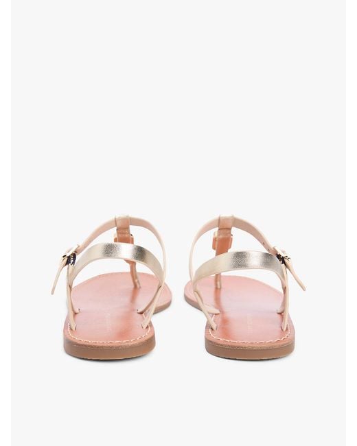 Tommy Hilfiger Natural Metallic Leather Toe Post Flat Sandals