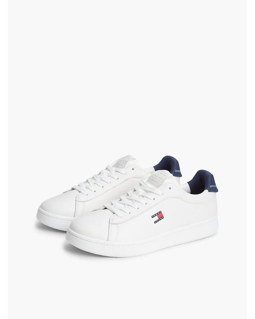 Tommy Hilfiger White Leather Archive Court Trainers for men
