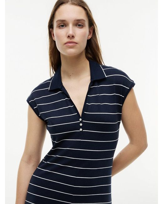 Tommy Hilfiger Blue Pique Henley Midi Polo Dress