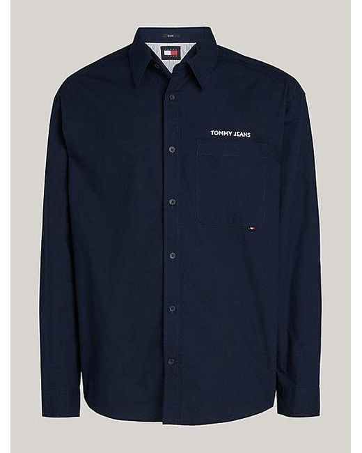 Tommy Hilfiger Classic Overhemd Met Geborduurd Logo in het Blue voor heren