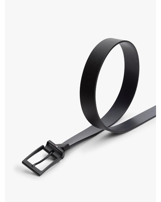 Tommy Hilfiger Black Rectangular Buckle Reversible Leather Belt for men