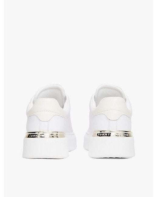 Tommy Hilfiger Leren Court Sneaker Met Th-Monogram in het White