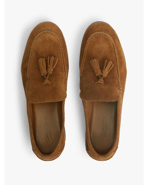 Tommy Hilfiger White Logo Tassel Flexible Suede Loafers for men