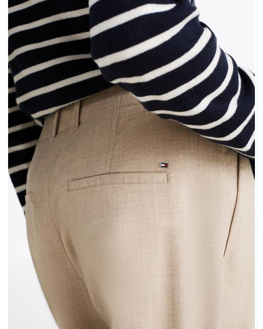 Tommy Hilfiger Natural Wool Blend Relaxed Straight Leg Trousers