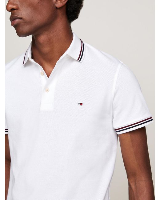 Mens white tommy hilfiger polo shirt hotsell