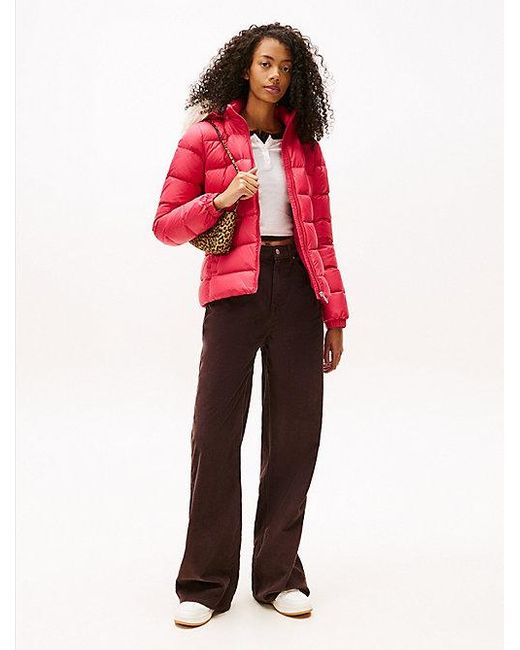 Tommy Hilfiger Glanzend Waterafstotend Pufferjack Met Dons in het Red