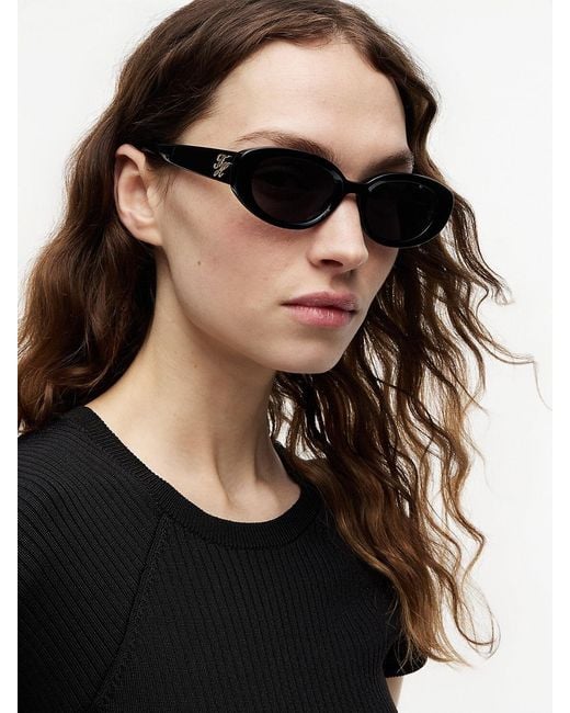 Tommy Hilfiger White Logo Plaque Oval Sunglasses