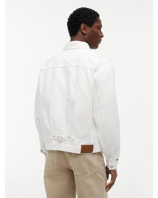 Tommy Hilfiger White Washed Denim Trucker Jacket for men