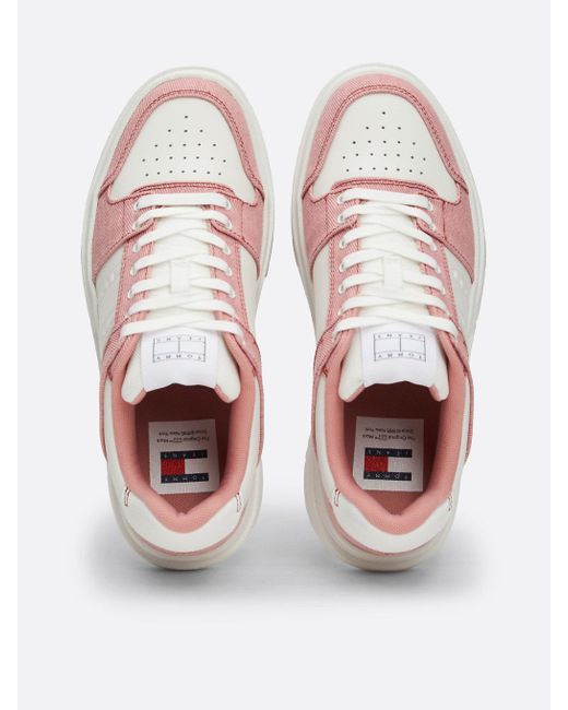 Tommy Hilfiger Pink The Brooklyn Mixed Texture Trainers