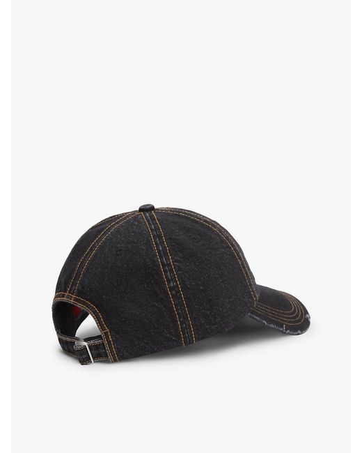 Tommy Hilfiger Black Embossed Logo Denim Baseball Cap