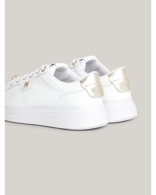 Tommy Hilfiger White Leather Th Monogram Court Trainers