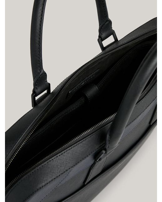 Tommy Hilfiger Black Leather Slim Small Laptop Bag for men