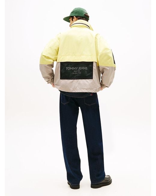 Tommy Hilfiger Gray Water Repellent Colour-blocked Oversized Windbreaker for men