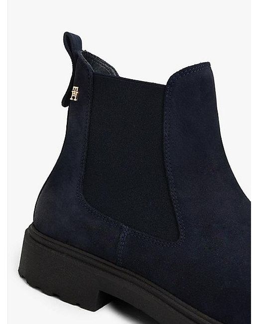 Tommy Hilfiger Leren Chelsea Boot Met Profielzool in het Blue