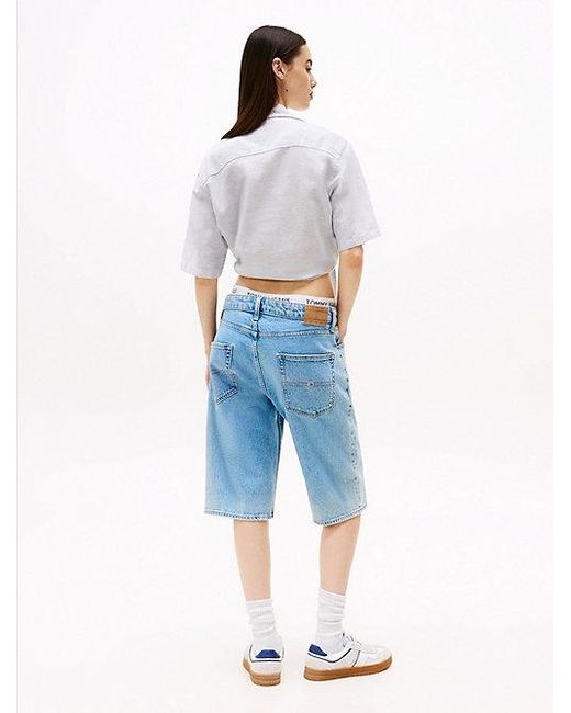 Tommy Hilfiger Cropped Relaxed Fit Overhemd Met Korte Mouwen in het White