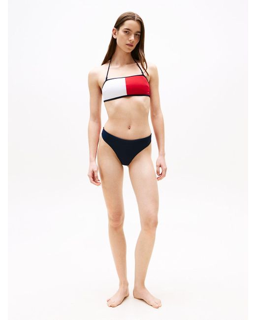 Tommy Hilfiger Red Hilfiger Flag Brazilian Bikini Bottoms