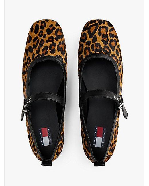 Tommy Hilfiger White Mary-Jane-Ballerina Mit Leoparden-Print