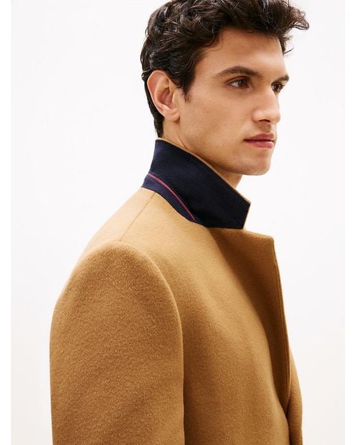 Tommy Hilfiger White Smart Casual Wool Blend Single Breasted Coat for men