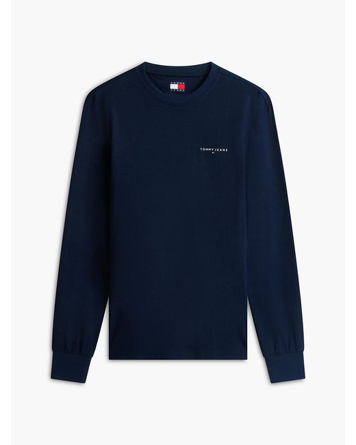 Tommy Hilfiger Blue Linear Logo Slim Long Sleeve T-shirt for men