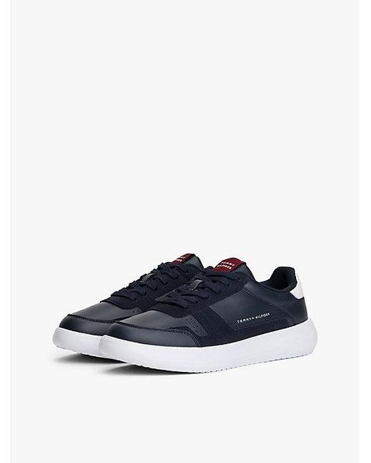 Tommy Hilfiger Leren Sneaker Met Fijne Profielzool in het Blue voor heren