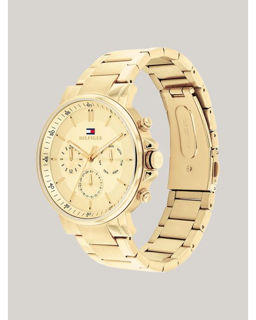 Tommy Hilfiger Metallic Ionic Gold-plated Chain-link Strap Watch for men