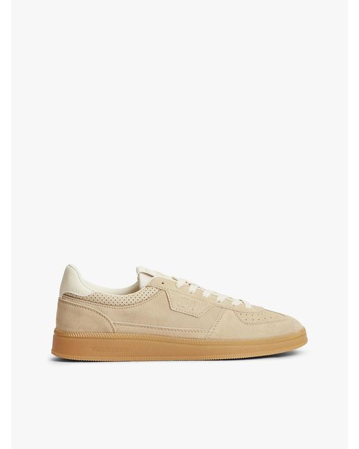 Tommy Hilfiger White The Greenwich Metallic Logo Suede Trainers for men