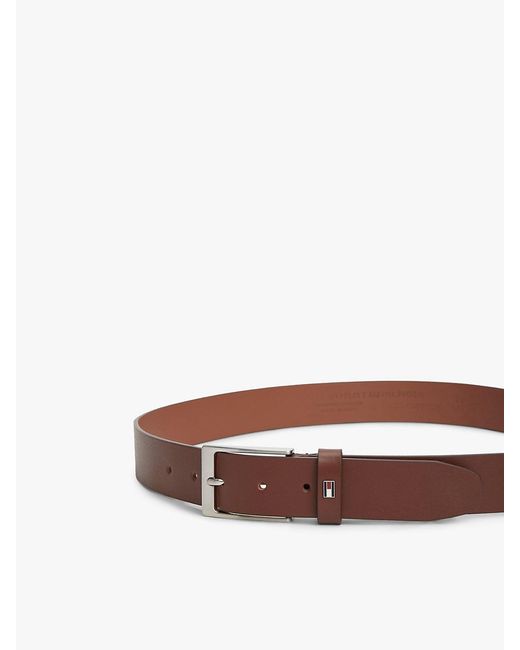 Tommy Hilfiger Brown Rectangular Buckle Adjustable Leather Belt for men