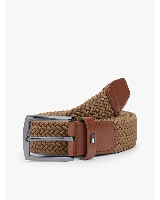 Cintura Elastica Con Motivo Intrecciato di Tommy Hilfiger in Brown da Uomo