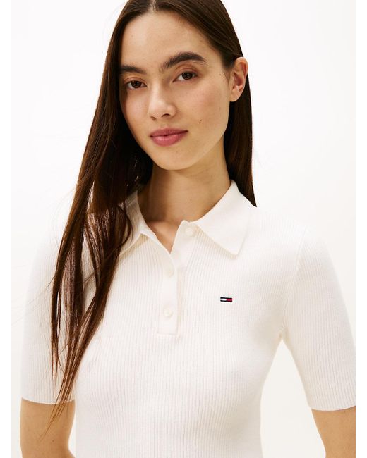 Robe Pull Courte À Col Polo Tommy Hilfiger en coloris Natural