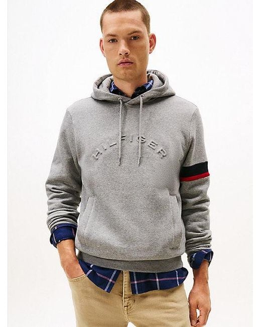 Tommy Hilfiger Fleece Hoodie Met Logo in het Gray voor heren