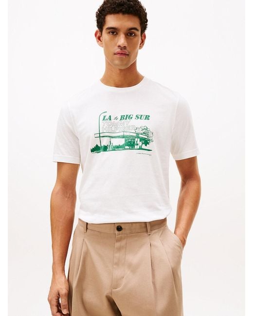 Tommy Hilfiger White Photo Print Jersey Crew Neck T-Shirt for men