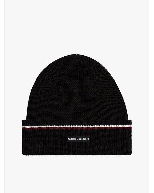 Tommy Hilfiger Beanie Aus Wollmix Mit Tommy-Tape in Black für Herren
