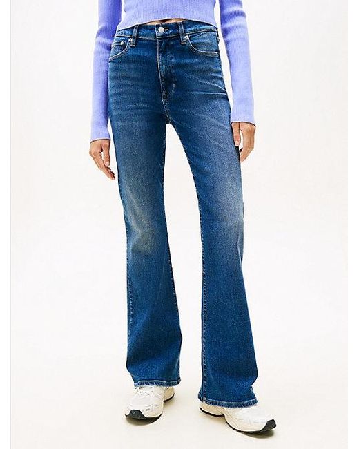 Vaqueros Sylvia Acampanados De Corte Skinny Y Talle Alto Tommy Hilfiger de color Blue