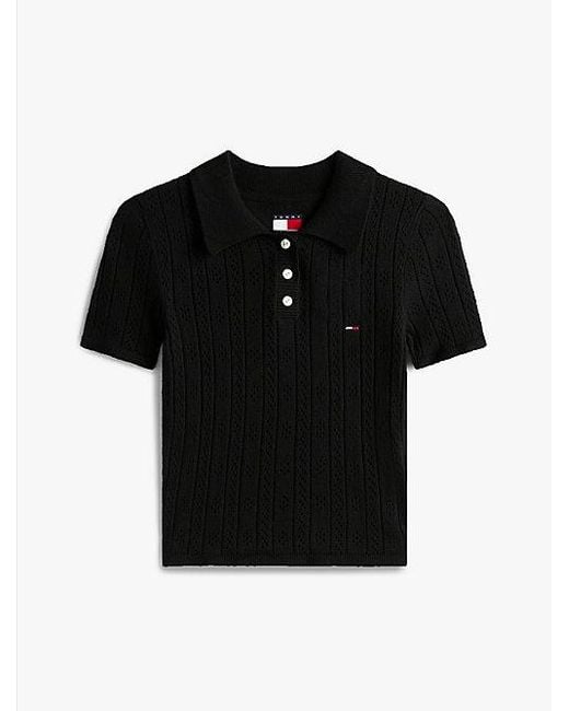 Tommy Hilfiger Slim Fit Polo Met Pointelle-Details in het Blue