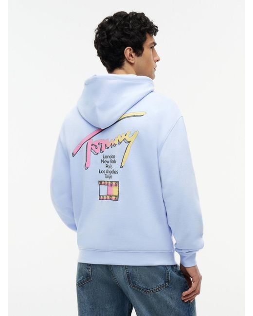 Tommy Hilfiger Blue Signature Back Logo Relaxed Hoody for men