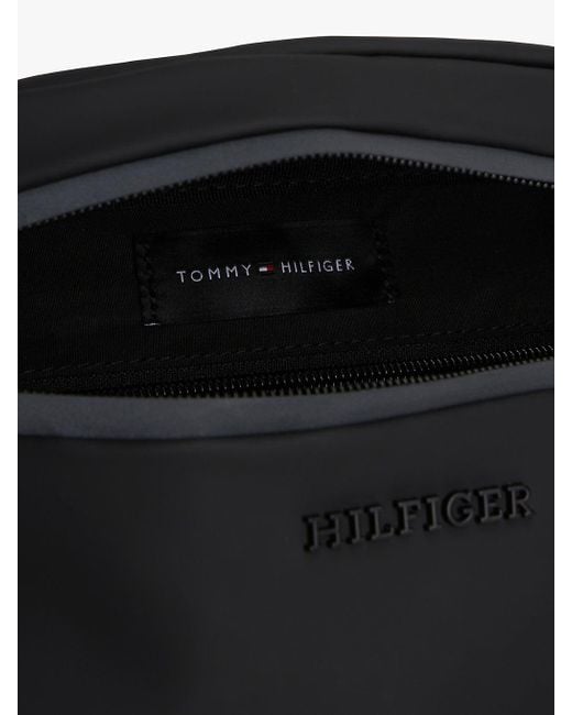Tommy Hilfiger Black Textured Logo Bum Bag for men